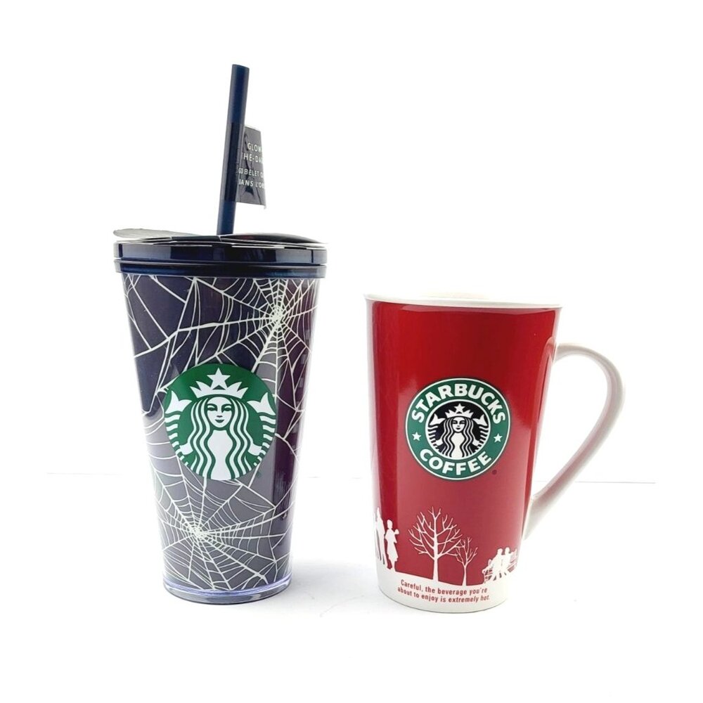 2 Starbucks Coffee Cups 1‎ Glow in the Dark Tumbler - Size 16 OZ